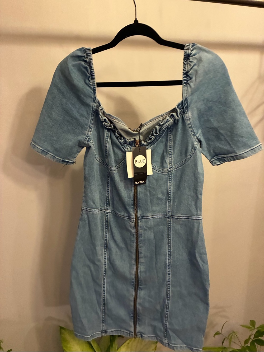 Boohoo Blue Denim Corset Mini Dress Size US 10 New With Tags